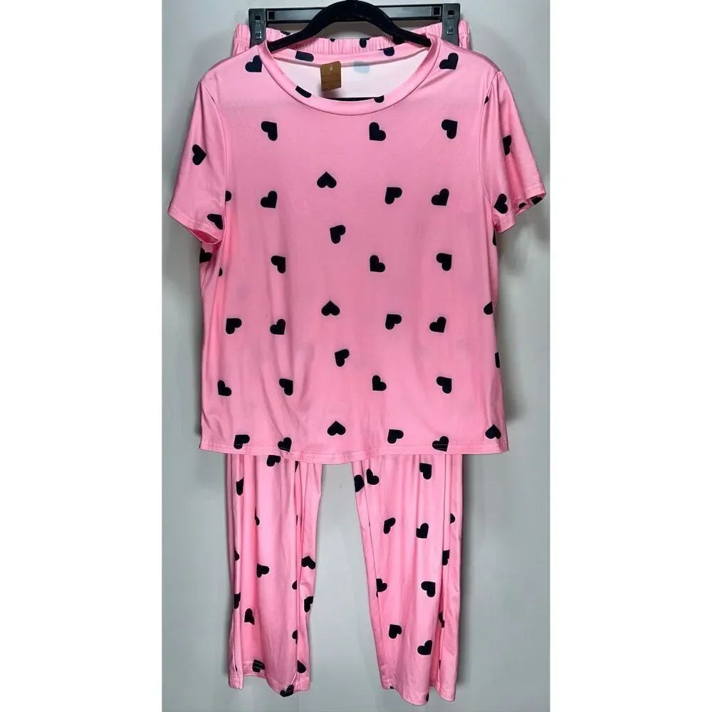 Pink heart pajama set size medium